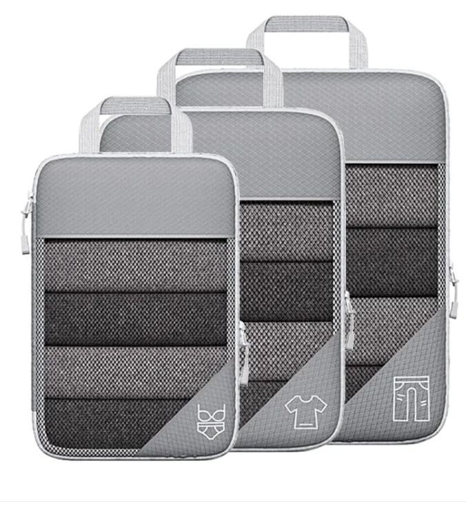 Travel Compression Bag Set — Packing Organizers with Shoe Bag